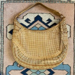 Cole Haan Woven Leather Hobo Purse